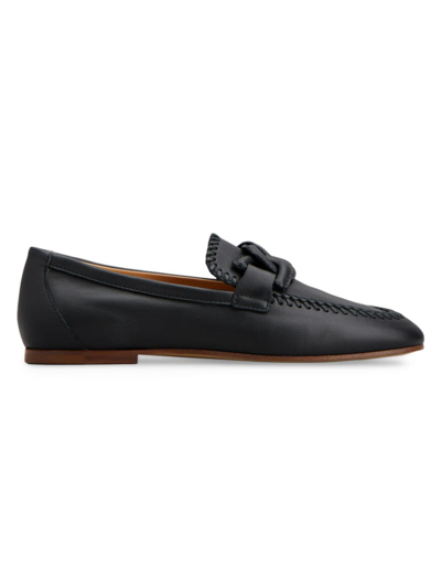 Shop Tod's Women's Logo-accented Leather Loafers In Nero