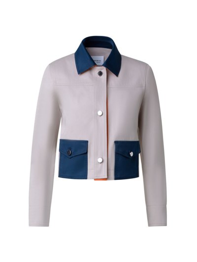 Shop Akris Punto Women's Colorblocked Cotton Gabardine Jacket In Beige Navy Orange