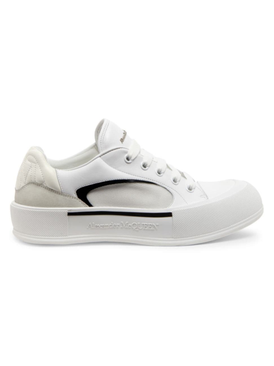 Shop Alexander Mcqueen Men's Deck Skate Sneakers In White Black