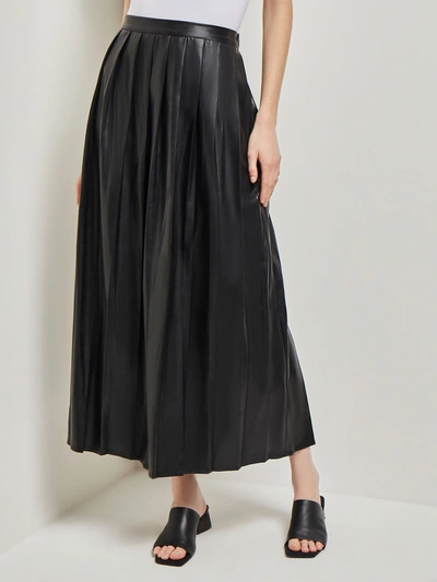 Shop Misook Pleated Vegan Leather Maxi Skirt In Black