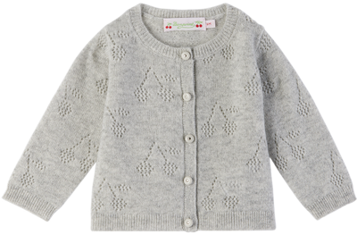 Shop Bonpoint Baby Gray Tibile Cardigan In 092 Gris Chine C.