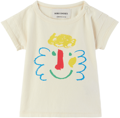 Shop Bobo Choses Baby Off-white Happy Mask T-shirt In Off White