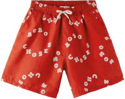 Shop Bobo Choses Kids Red Circle All Over Swim Shorts