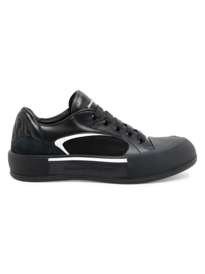 Shop Alexander Mcqueen Men's Deck Skate Sneakers In Black White