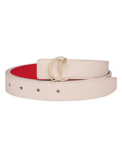 Shop Christian Louboutin Women's Cl Buckle Leather Belt In Leche Gold