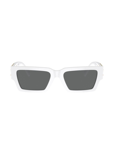 Shop Versace Men's 54mm Rectangular Sunglasses In White Smoke