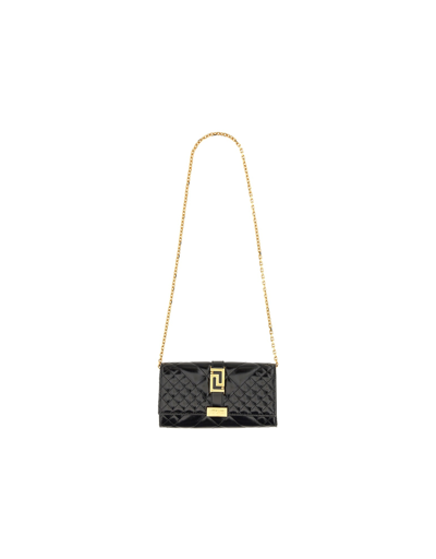 Shop Versace Designer Handbags "greca Goddess" Clutch Bag In Black