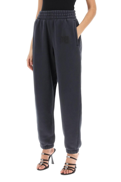 Shop Alexander Wang Joggers With Puff Logo In Grey