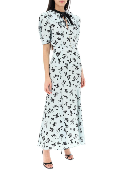 Shop Alessandra Rich Floral Long Dress In Light Blue