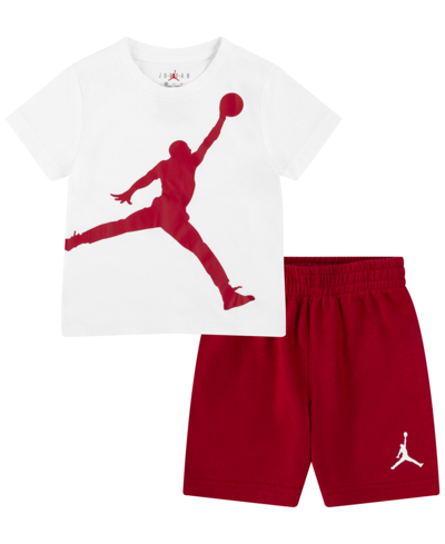 Shop Jordan Toddler Boys Jumbo Jumpman T-shirt And Shorts, 2 Piece Set In Gym Red