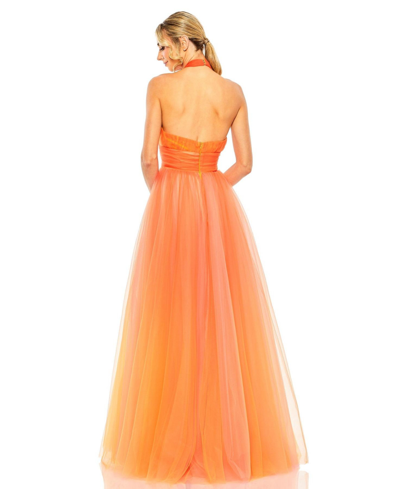 Shop Mac Duggal Women's Cross Front Tulle Dress In Orange