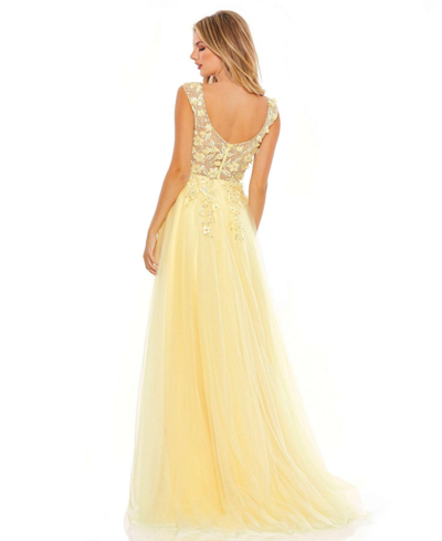 Shop Mac Duggal Women's Embellished Illusion Bustier A Line Gown In Yellow