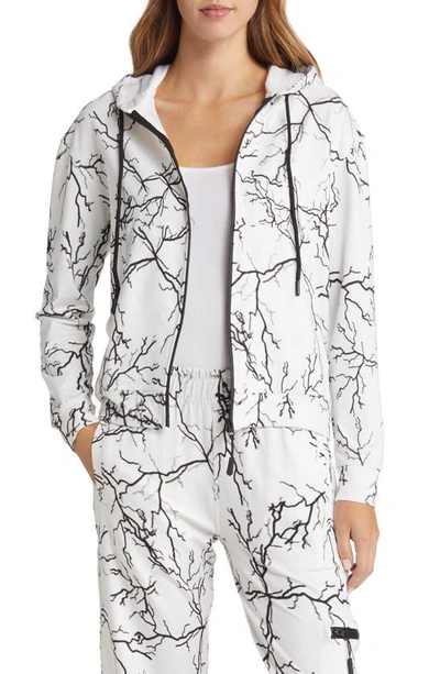 Dai Moda Gender Inclusive Branch Road Front Zip Hoodie In White