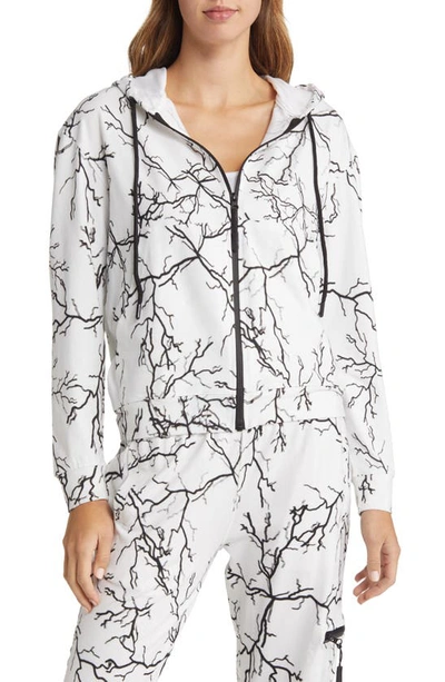 Dai Moda Gender Inclusive Branch Road Front Zip Hoodie In White