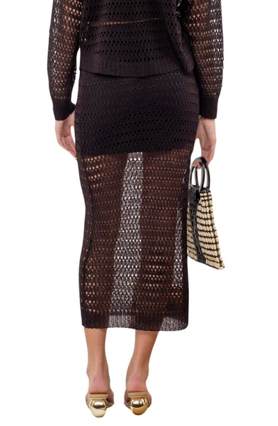 Shop Blu Pepper Crochet Knit Midi Skirt In Black
