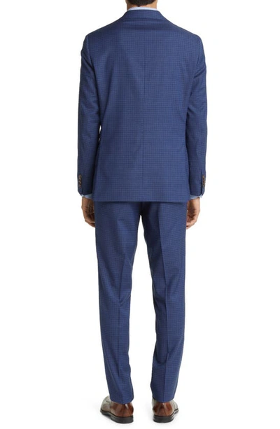 Shop Jack Victor Dean Check Soft Constructed Stretch Wool Suit In Blue