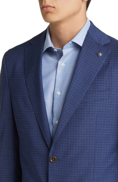 Shop Jack Victor Dean Check Soft Constructed Stretch Wool Suit In Blue
