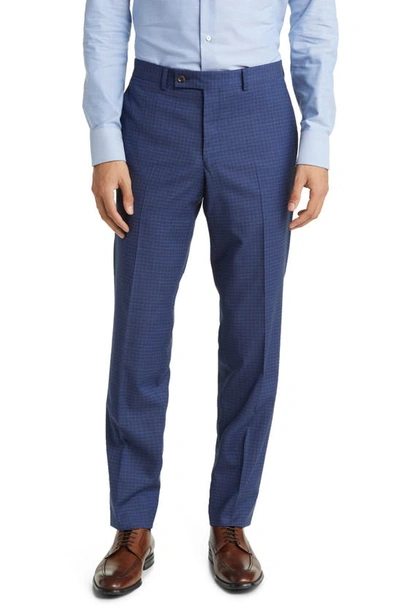 Shop Jack Victor Dean Check Soft Constructed Stretch Wool Suit In Blue