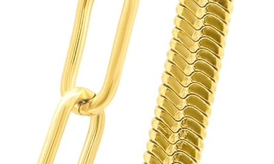 Shop Adornia Set Of 2 Water Resistant Herringbone & Paper Clip Chain Necklaces In Gold