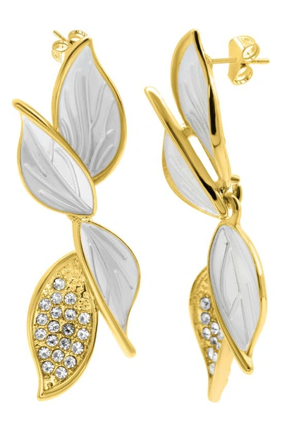 Shop Adornia Crystal Two-tone Leaf Earrings In Gold