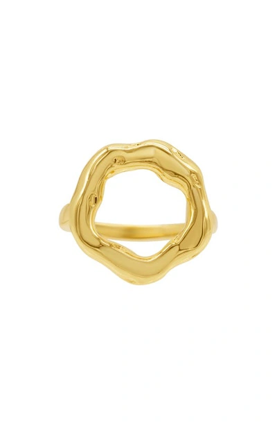 Shop Adornia Water Resistant Hammered Circle Ring In Gold