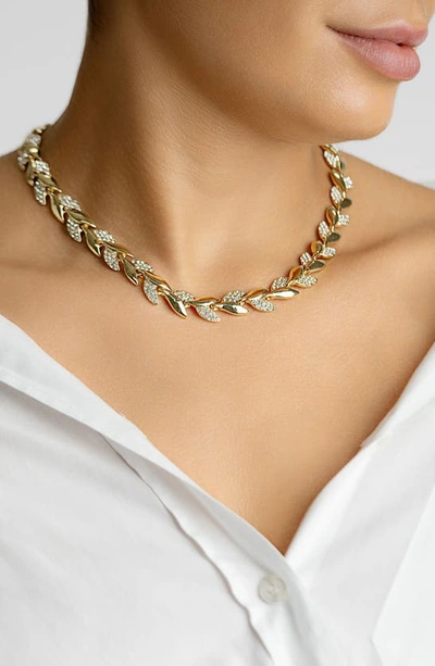 Adornia Crystal Leaf Necklace In Gold