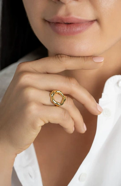 Adornia Water Resistant Hammered Circle Ring In Gold