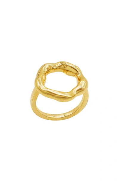 Adornia Water Resistant Hammered Circle Ring In Gold