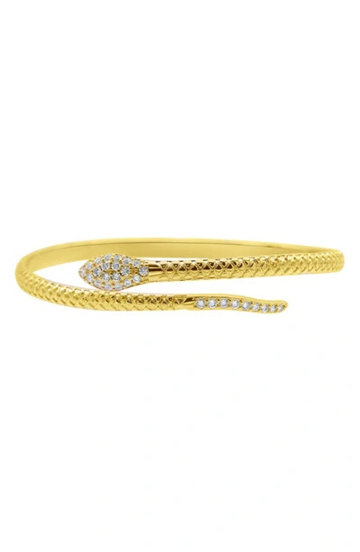 Shop Adornia Crystal Snake Cuff Bracelet In Gold