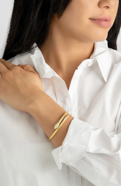 Shop Adornia Crystal Snake Cuff Bracelet In Gold