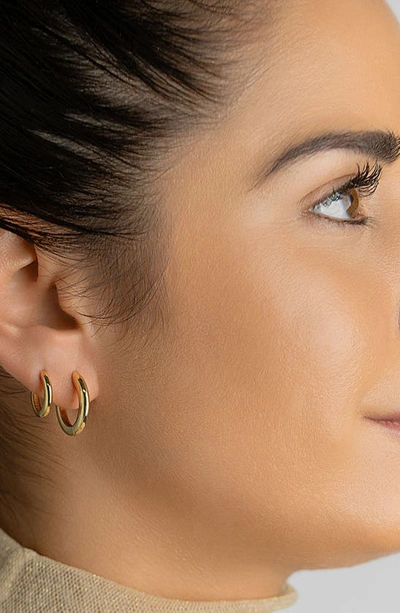 Adornia 14k Gold Plated 3-huggie Hoop Earrings Set In Gold