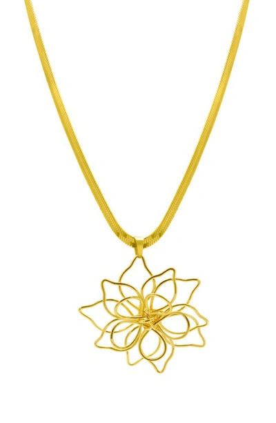 Shop Adornia Water Resistant Flower Pendant Necklace In Gold