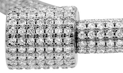 Shop Adornia White Rhodium Plated Cz Screw Cuff Bracelet In Silver