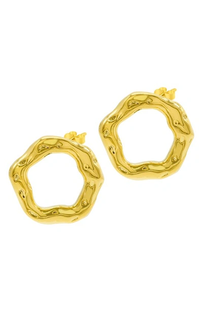 Shop Adornia Water Resistant Hammered Front Hoop Earrings In Gold