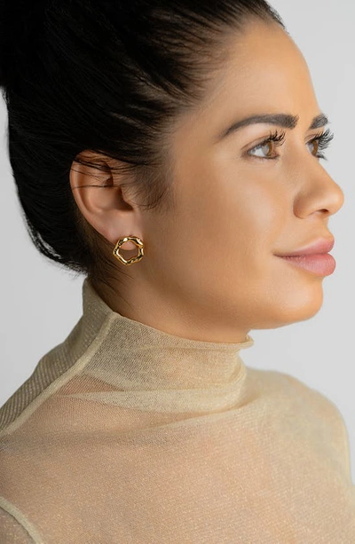 Adornia Water Resistant Hammered Front Hoop Earrings In Gold