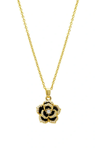 Shop Adornia Crystal & Carnelian Flower Pendant Necklace In Black/ Gold