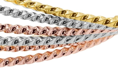 Adornia 14k Gold Plated Tri-color Skinny 7-piece Bangle Set In Multi