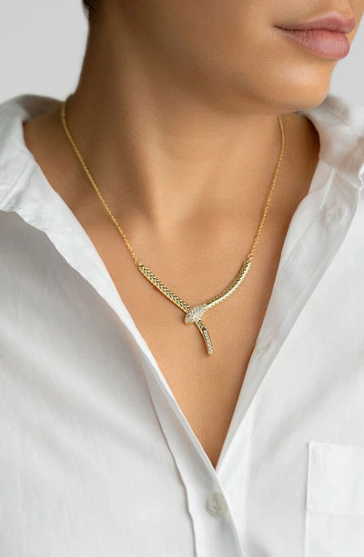 Shop Adornia Crystal Snake Pendant Necklace In Gold