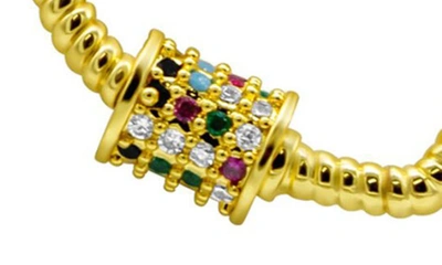 Shop Adornia Crystal Heart Pendant Paper Clip Chain Necklace In Gold Multi