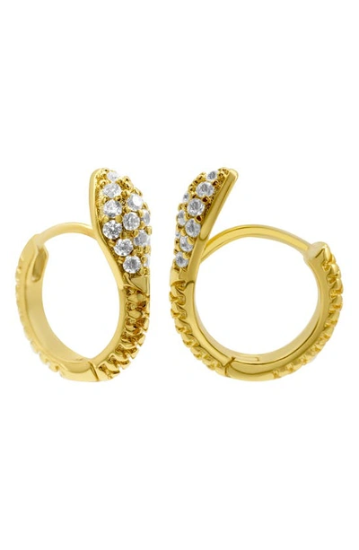 Shop Adornia Crystal Snake Huggie Hoop Earrings In Gold