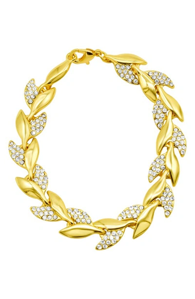 Shop Adornia Crystal Leaf Bracelet In Gold