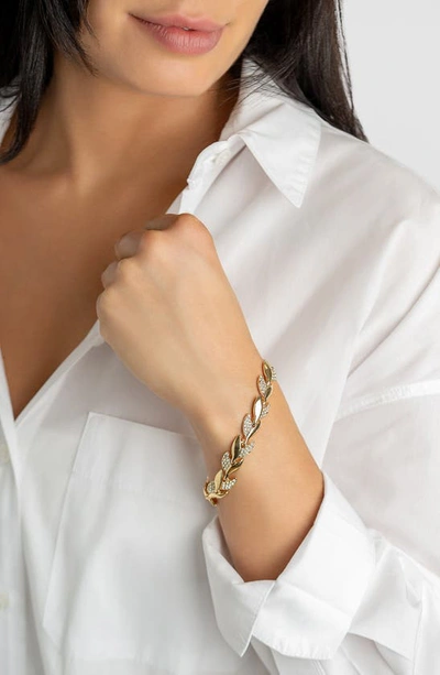 Shop Adornia Crystal Leaf Bracelet In Gold