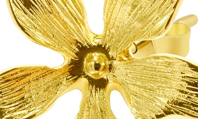 Adornia 14k Yellow Gold Plated Three Petal Drop Earrings In Gold