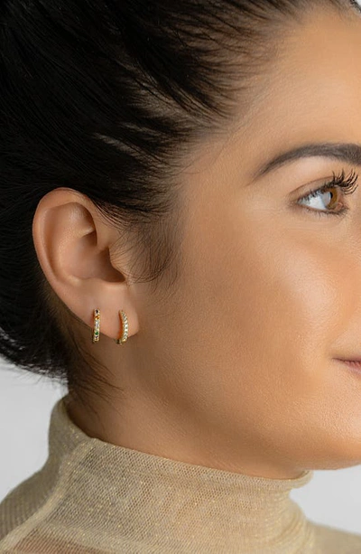 Shop Adornia Set Of 2 Cz Huggie Hoop Earrings In Gold Multi