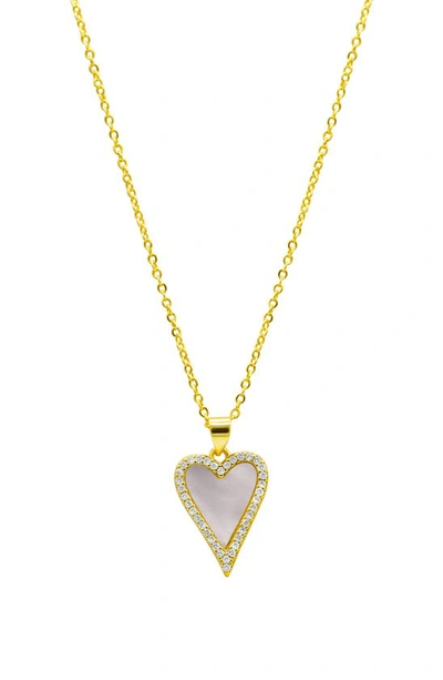 Shop Adornia Crystal Mother Of Pearl Pendant Necklace In Gold/ White