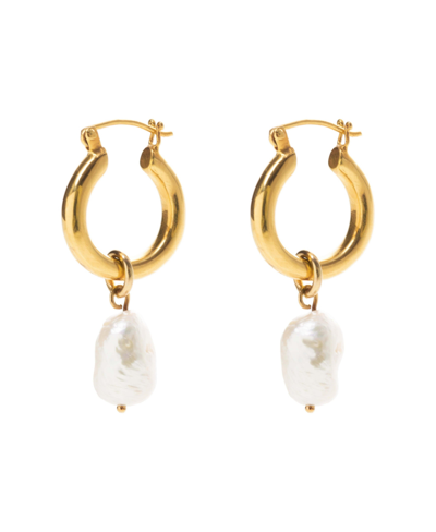 Shop Freya Rose Gold Mini Hoops With Baroque Pearls
