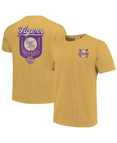 Shop Image One Men's Gold Lsu Tigers Baseball Shield T-shirt