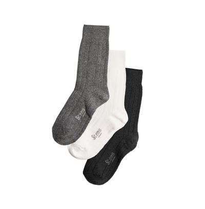 Shop Stems Lux Cashmere Wool Socks Box Of Three In Black,grey,ivory