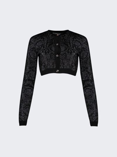 Shop Versace Knit Barocco Sweater In Black