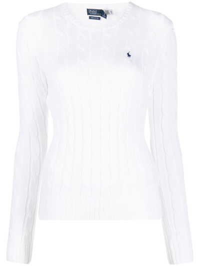 Shop Polo Ralph Lauren Maglia In Cotone A Trecce In White